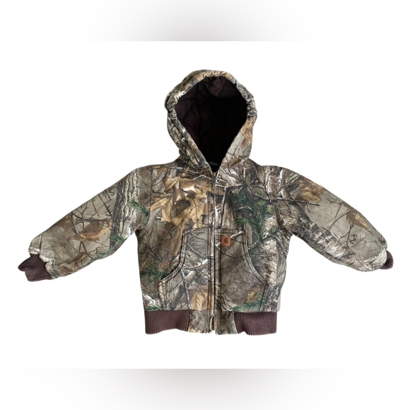 CARHARTT CAMO JACKET 4T HOODED REALTREE HUNTING CANVAS INSULATED - Picture 1 of 11